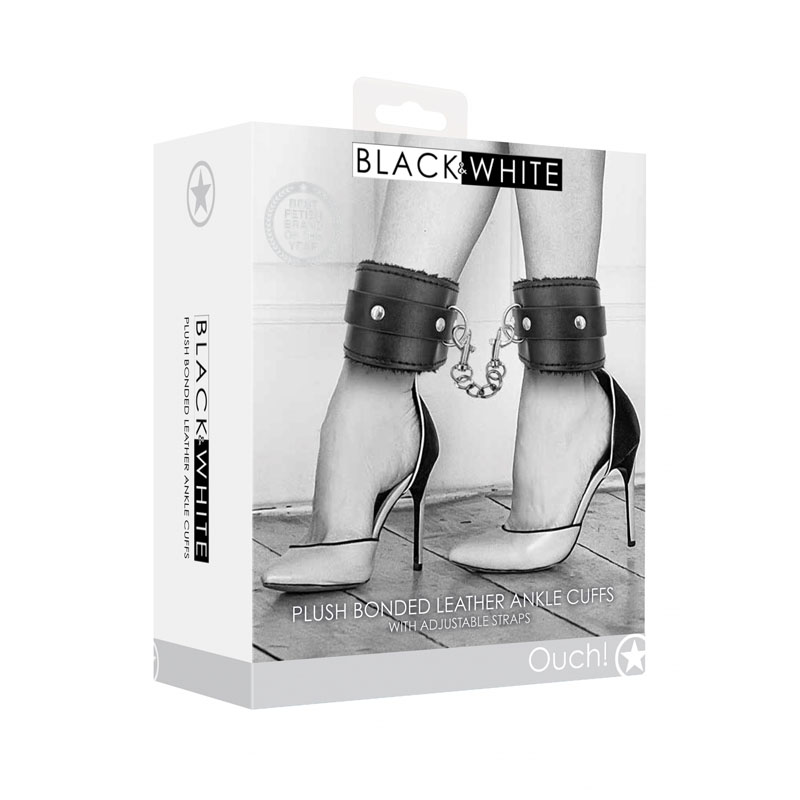 OUCH! BW Plush Bonded Leather Ankle Cuffs
